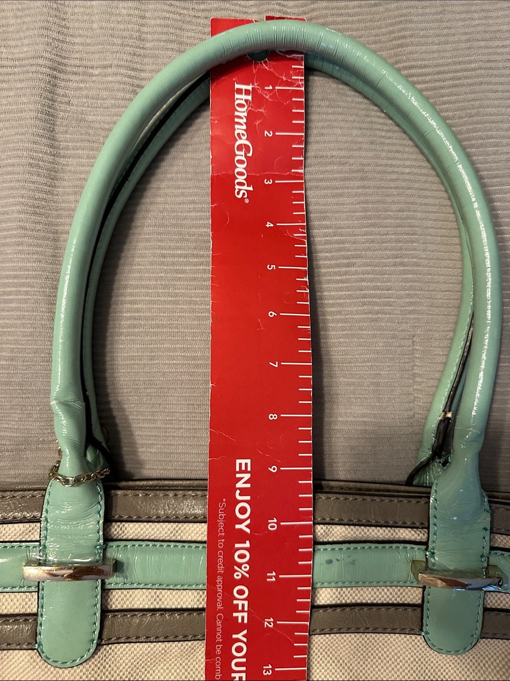 Guess Canvas Tote in Cream with Mint Trim - Picture 6 of 14